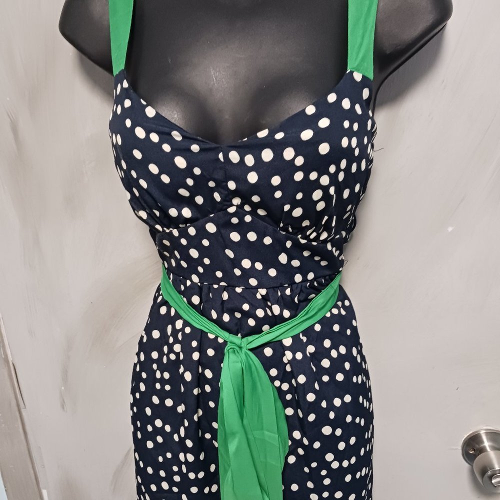Forever 21 Navy Polka Dot Mini Dress with Green Accents